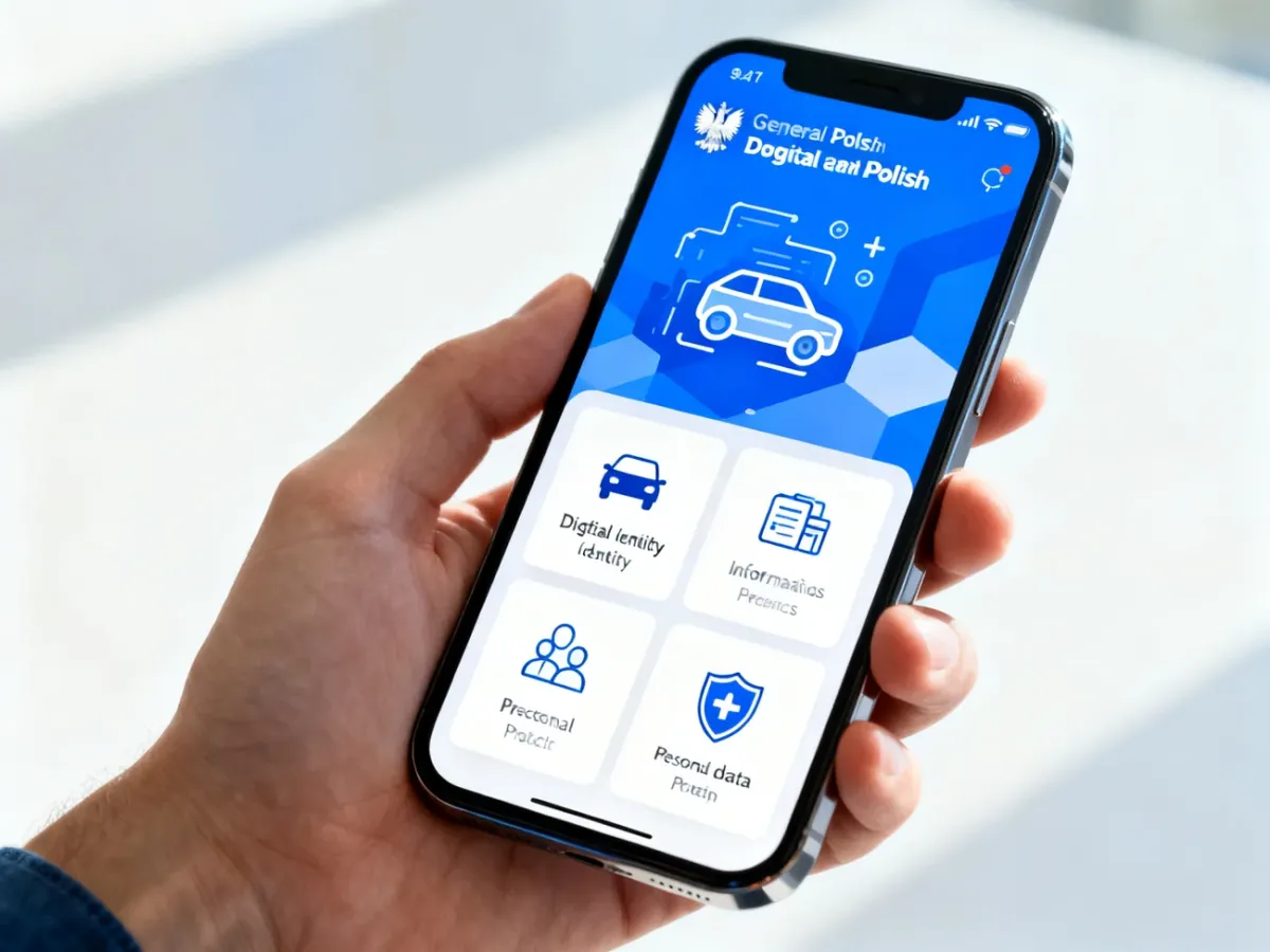 Smartfon z aplikacją do obsługi cyfrowych dokumentów i usług publicznych