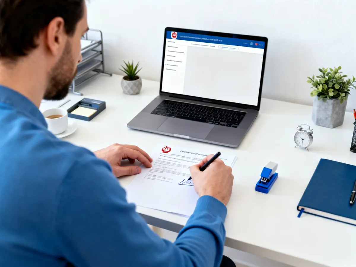Przygotowywanie i wysyłanie pisma urzędowego online na laptopie